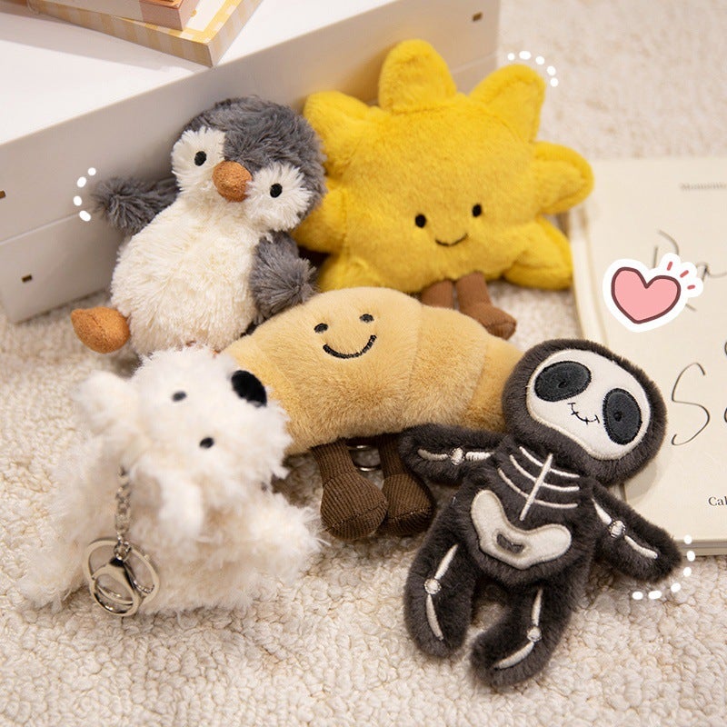 Cute And Creative Plush Doll Keychain In The Style Of Fun Jelly, Featuring Eggplant And Croissant Designs - Image 5